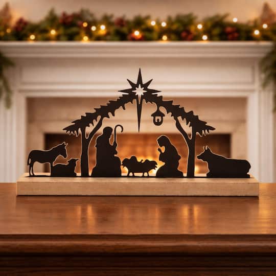 Melrose 29" Metal Nativity Silhouette with MDF Base